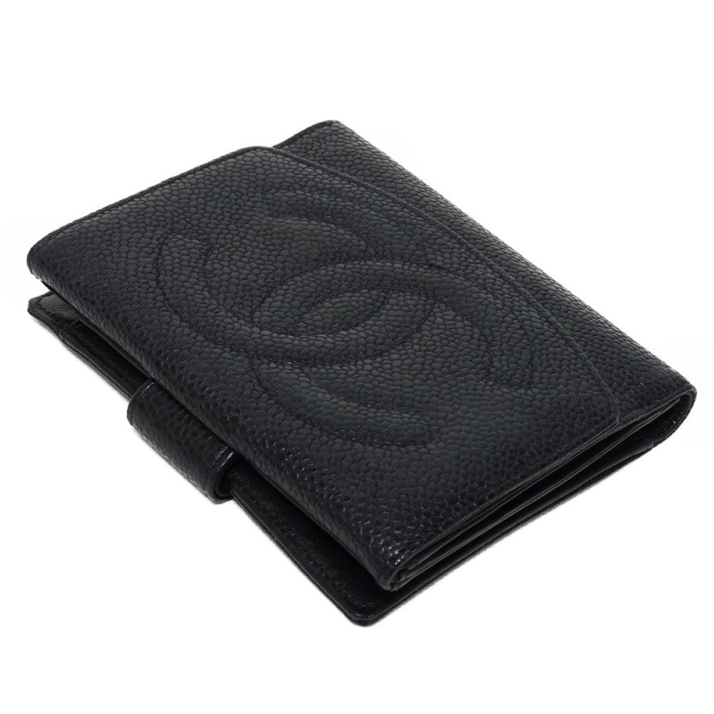 CHANEL Bifold Wallet A01427 Caviar skin black COCO Mark 4th Series Vintage Big Coco Small flap wallet unisex(Unisex) Used Authentic