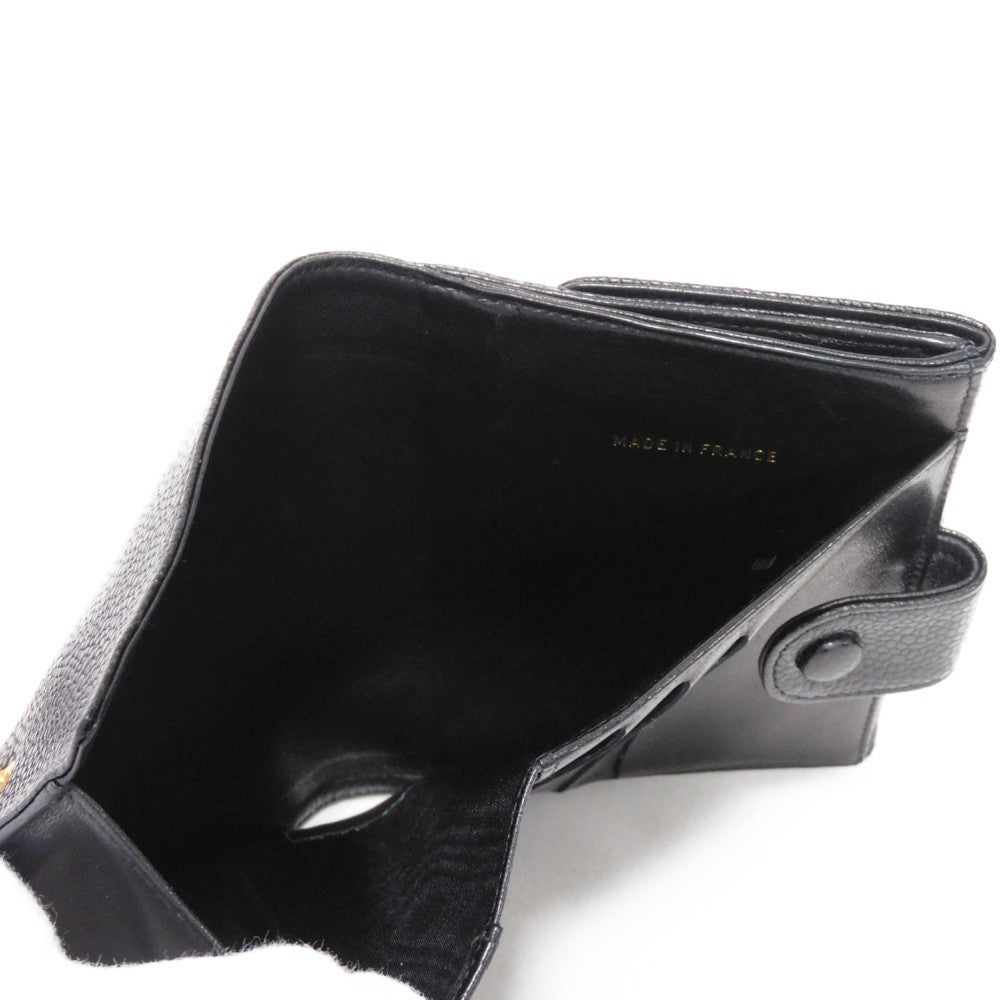 CHANEL Bifold Wallet A01427 Caviar skin black COCO Mark 4th Series Vintage Big Coco Small flap wallet unisex(Unisex) Used Authentic
