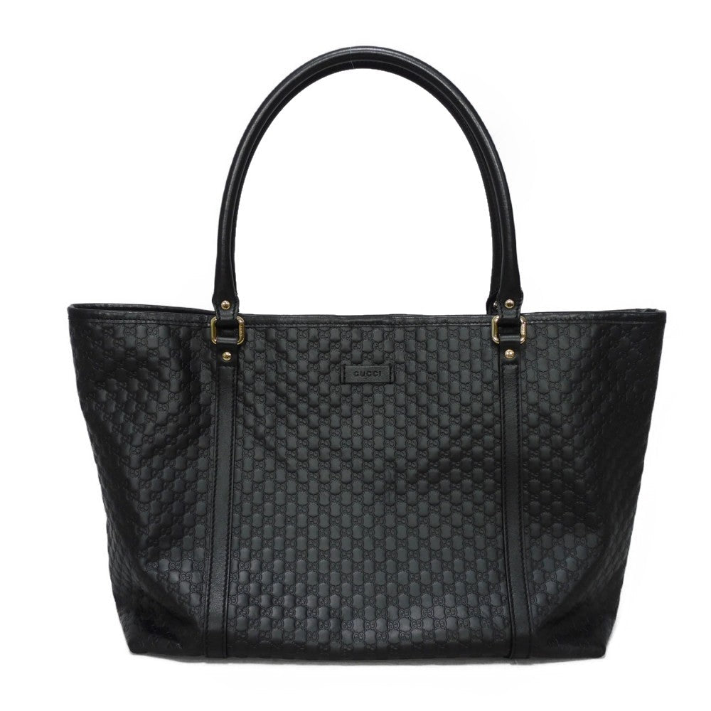GUCCI Tote Bag 449647 BMJ1G 1000 GG striped leather black logo embossed patch shoulder bag Micro GG Shima gucci sima tote mens Used Authentic