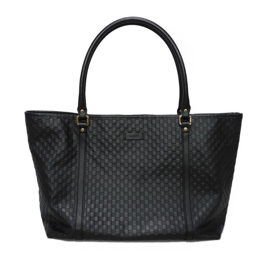 GUCCI Tote Bag 449647 BMJ1G 1000 GG striped leather black logo embossed patch shoulder bag Micro GG Shima gucci sima tote mens Used Authentic