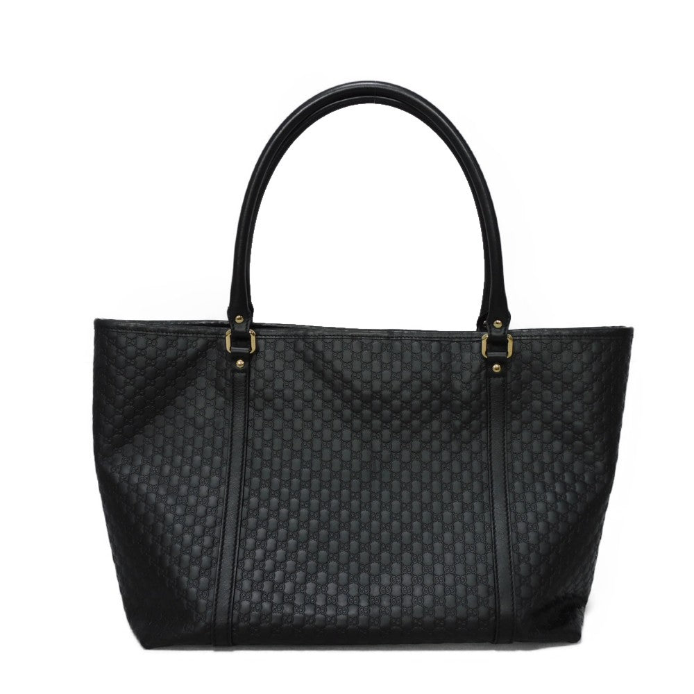 GUCCI Tote Bag 449647 BMJ1G 1000 GG striped leather black logo embossed patch shoulder bag Micro GG Shima gucci sima tote mens Used Authentic