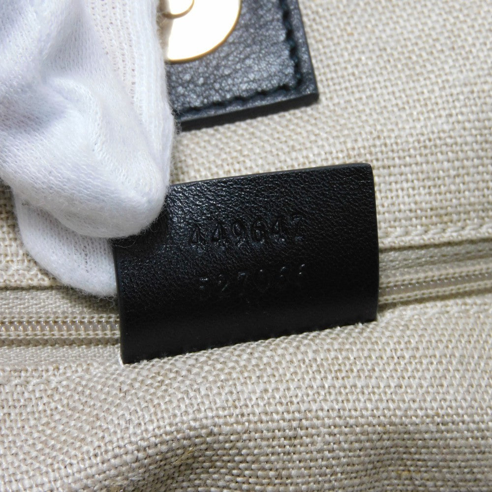 GUCCI Tote Bag 449647 BMJ1G 1000 GG striped leather black logo embossed patch shoulder bag Micro GG Shima gucci sima tote mens Used Authentic