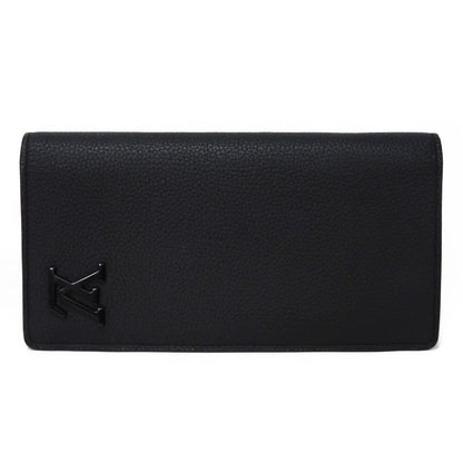 LOUIS VUITTON Long Wallet Purse M69980 Grain leather (embossed) x cowhide leather Noir Current LV Signature Grain Black RFID IC Chip Aerogram Portefeuille Blaza NM Women Used Authentic