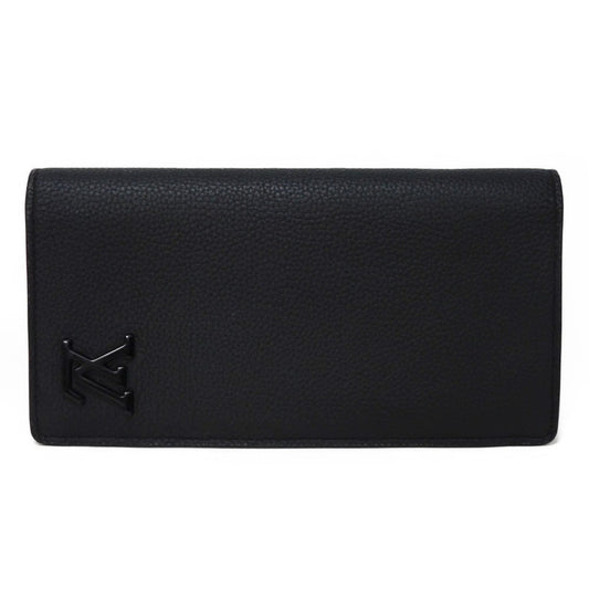 LOUIS VUITTON Long Wallet Purse M69980 Grain leather (embossed) x cowhide leather Noir Current LV Signature Grain Black RFID IC Chip Aerogram Portefeuille Blaza NM Women Used Authentic