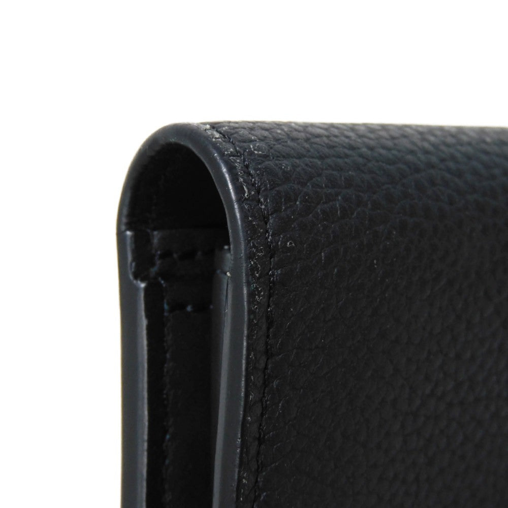 LOUIS VUITTON Long Wallet Purse M69980 Grain leather (embossed) x cowhide leather Noir Current LV Signature Grain Black RFID IC Chip Aerogram Portefeuille Blaza NM Women Used Authentic