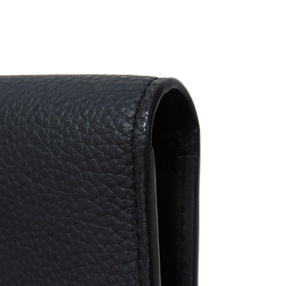 LOUIS VUITTON Long Wallet Purse M69980 Grain leather (embossed) x cowhide leather Noir Current LV Signature Grain Black RFID IC Chip Aerogram Portefeuille Blaza NM Women Used Authentic