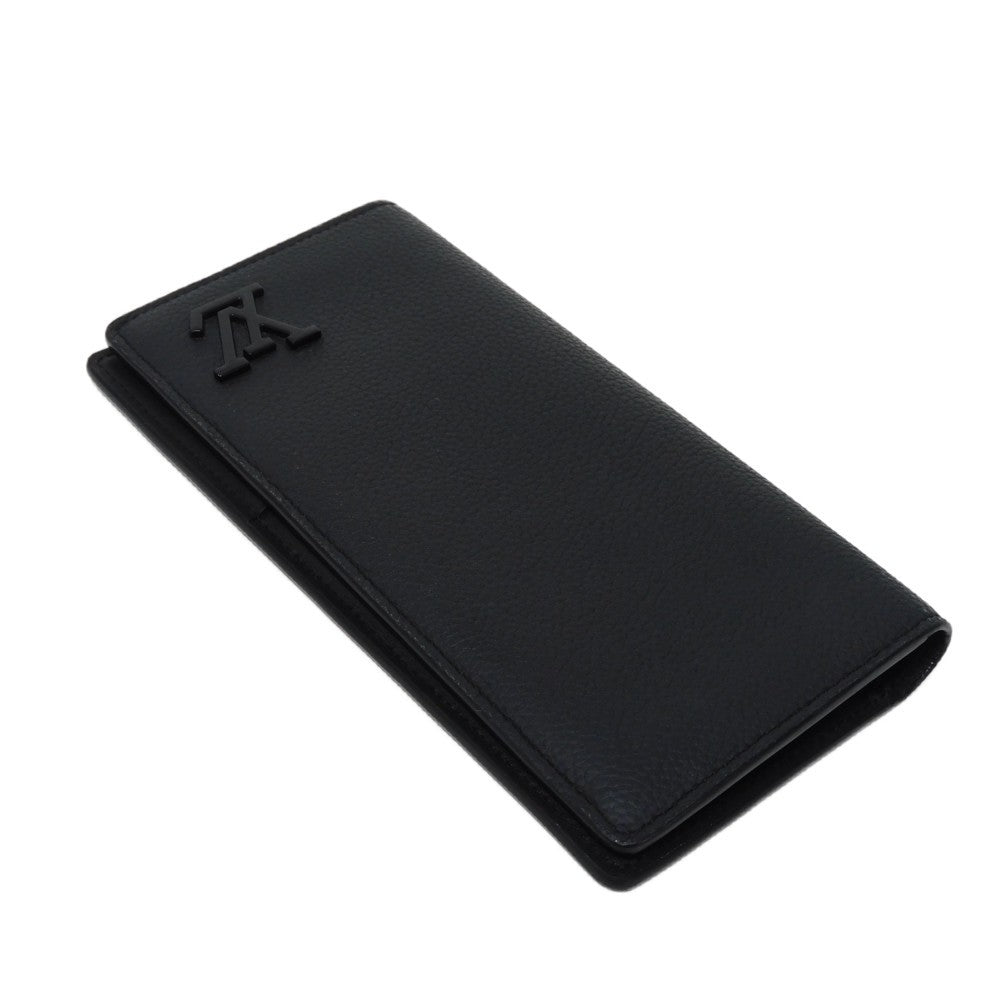 LOUIS VUITTON Long Wallet Purse M69980 Grain leather (embossed) x cowhide leather Noir Current LV Signature Grain Black RFID IC Chip Aerogram Portefeuille Blaza NM Women Used Authentic