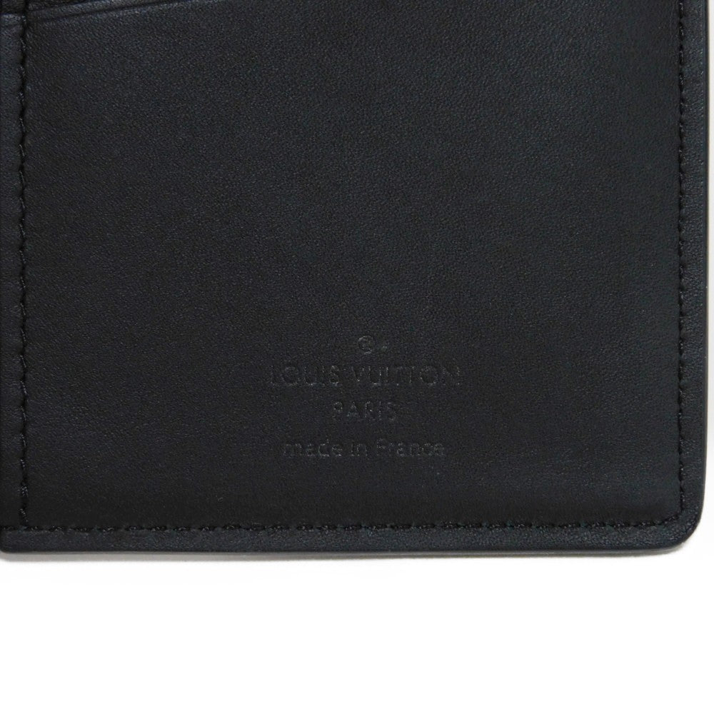 LOUIS VUITTON Long Wallet Purse M69980 Grain leather (embossed) x cowhide leather Noir Current LV Signature Grain Black RFID IC Chip Aerogram Portefeuille Blaza NM Women Used Authentic