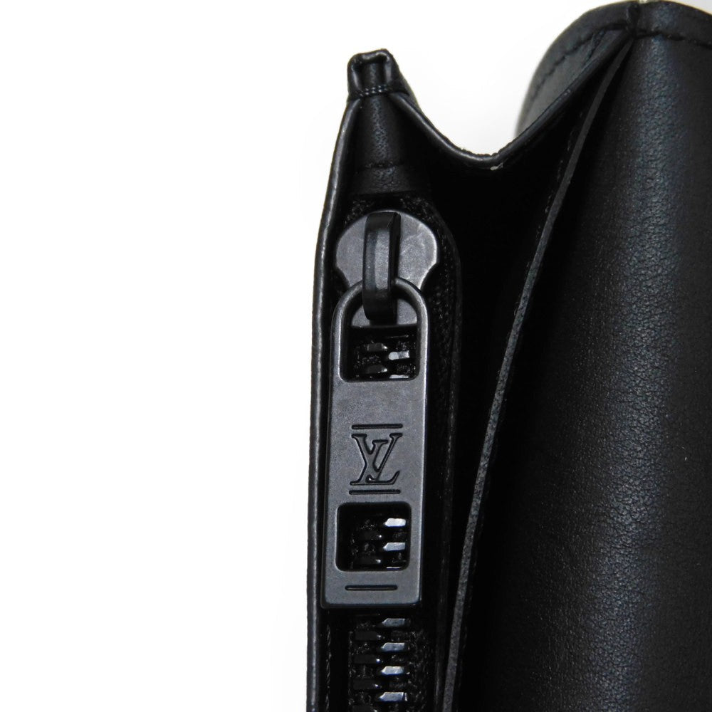 LOUIS VUITTON Long Wallet Purse M69980 Grain leather (embossed) x cowhide leather Noir Current LV Signature Grain Black RFID IC Chip Aerogram Portefeuille Blaza NM Women Used Authentic