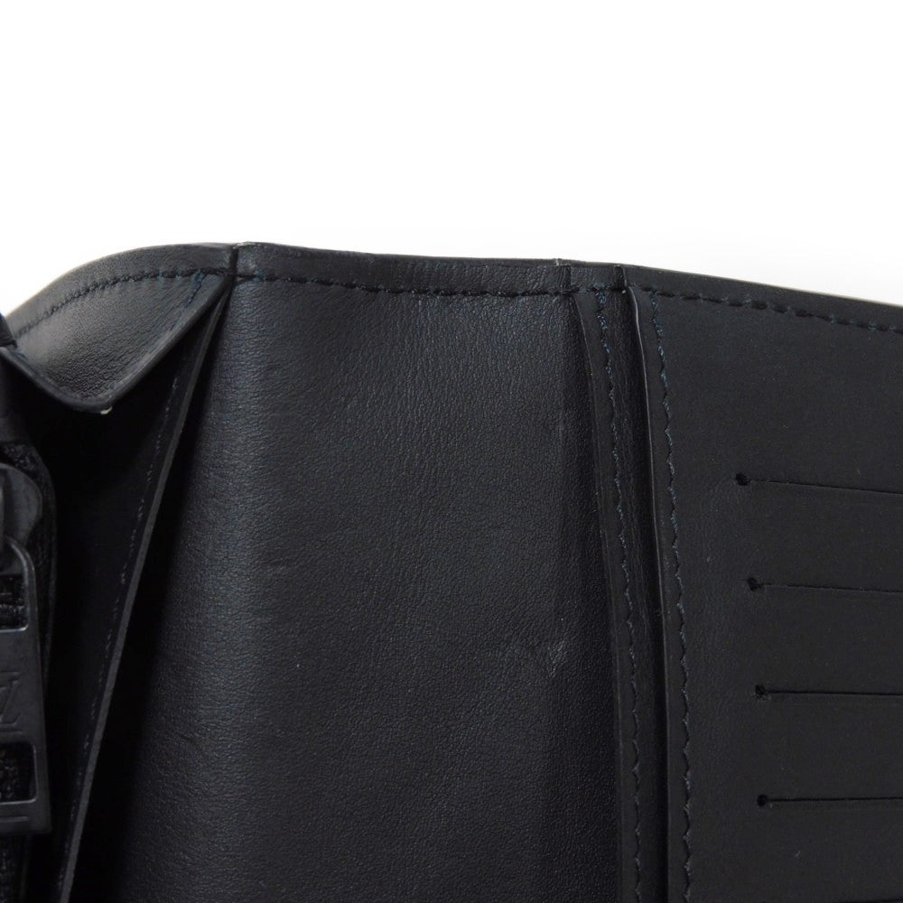 LOUIS VUITTON Long Wallet Purse M69980 Grain leather (embossed) x cowhide leather Noir Current LV Signature Grain Black RFID IC Chip Aerogram Portefeuille Blaza NM Women Used Authentic