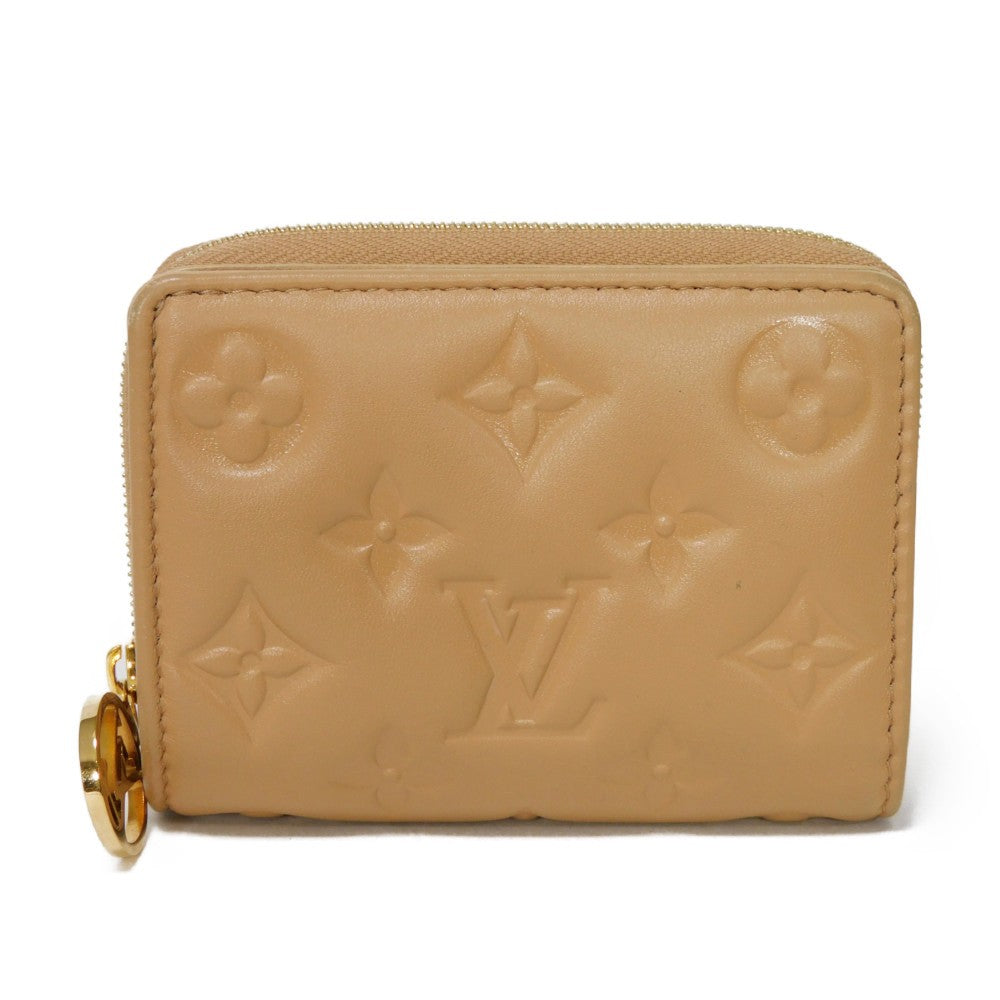 LOUIS VUITTON Bifold Wallet M81673 Lamb leather (monogram type push) x calf leather Camel Current LV logo flower beige RFID IC chip Monogram emboss Portefeuille Lou unisex(Unisex) Used Authentic