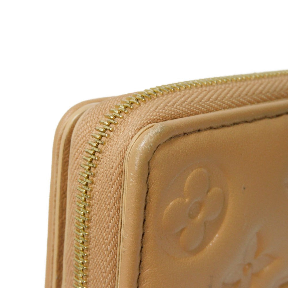 LOUIS VUITTON Bifold Wallet M81673 Lamb leather (monogram type push) x calf leather Camel Current LV logo flower beige RFID IC chip Monogram emboss Portefeuille Lou unisex(Unisex) Used Authentic
