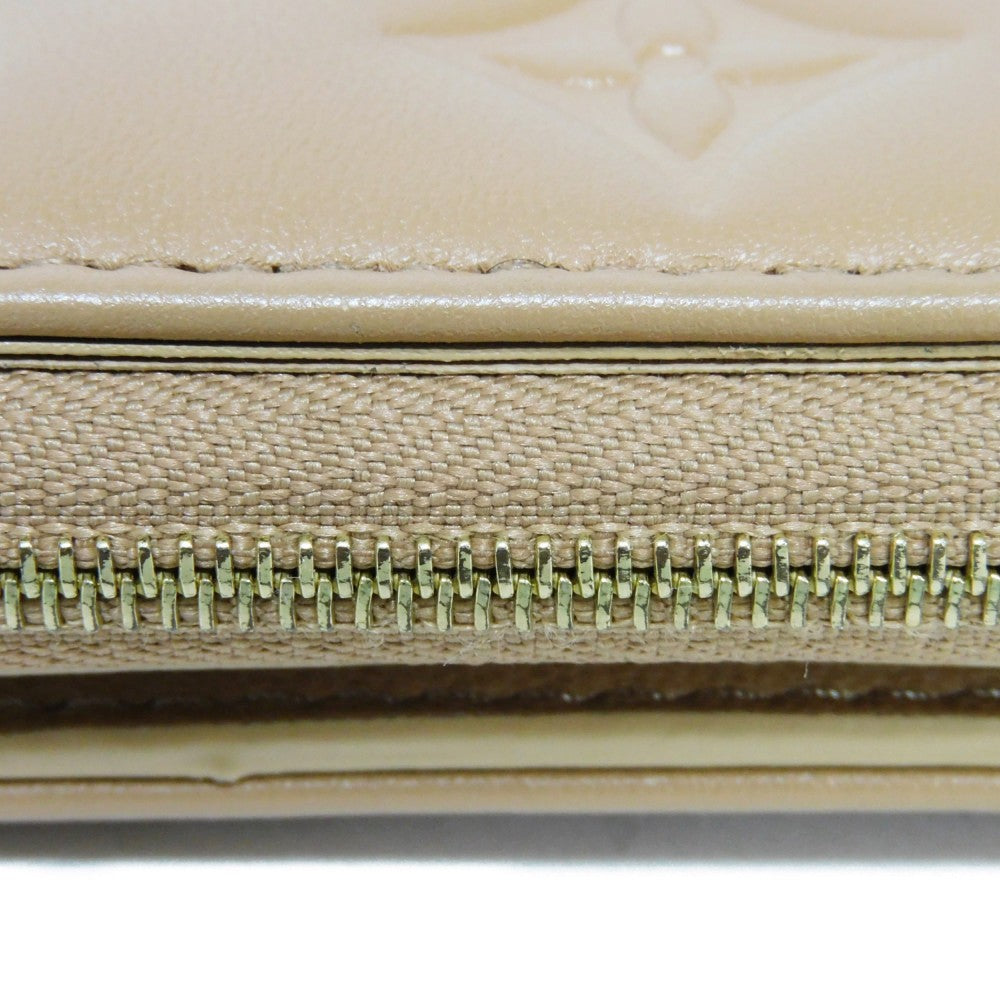 LOUIS VUITTON Bifold Wallet M81673 Lamb leather (monogram type push) x calf leather Camel Current LV logo flower beige RFID IC chip Monogram emboss Portefeuille Lou unisex(Unisex) Used Authentic