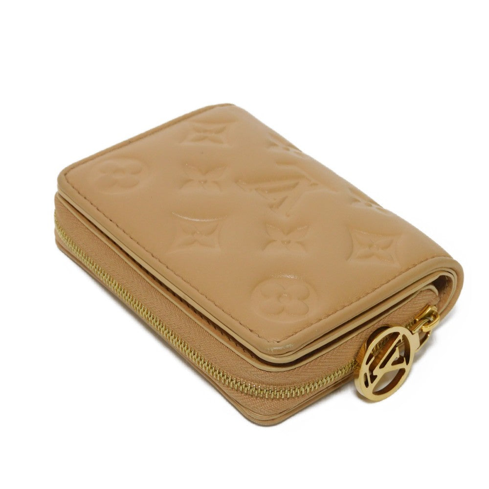 LOUIS VUITTON Bifold Wallet M81673 Lamb leather (monogram type push) x calf leather Camel Current LV logo flower beige RFID IC chip Monogram emboss Portefeuille Lou unisex(Unisex) Used Authentic