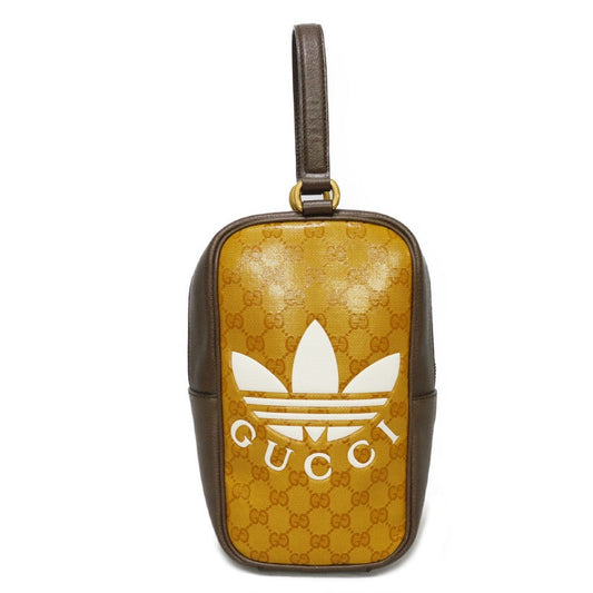 GUCCI Handbag 702387 UVSAT 7267 GG Crystal Canvas (Plastics finish) x Calf leather beige trefoil logo brown Adidas GG Crystal Mini Top Handle Bag unisex(Unisex) Used Authentic