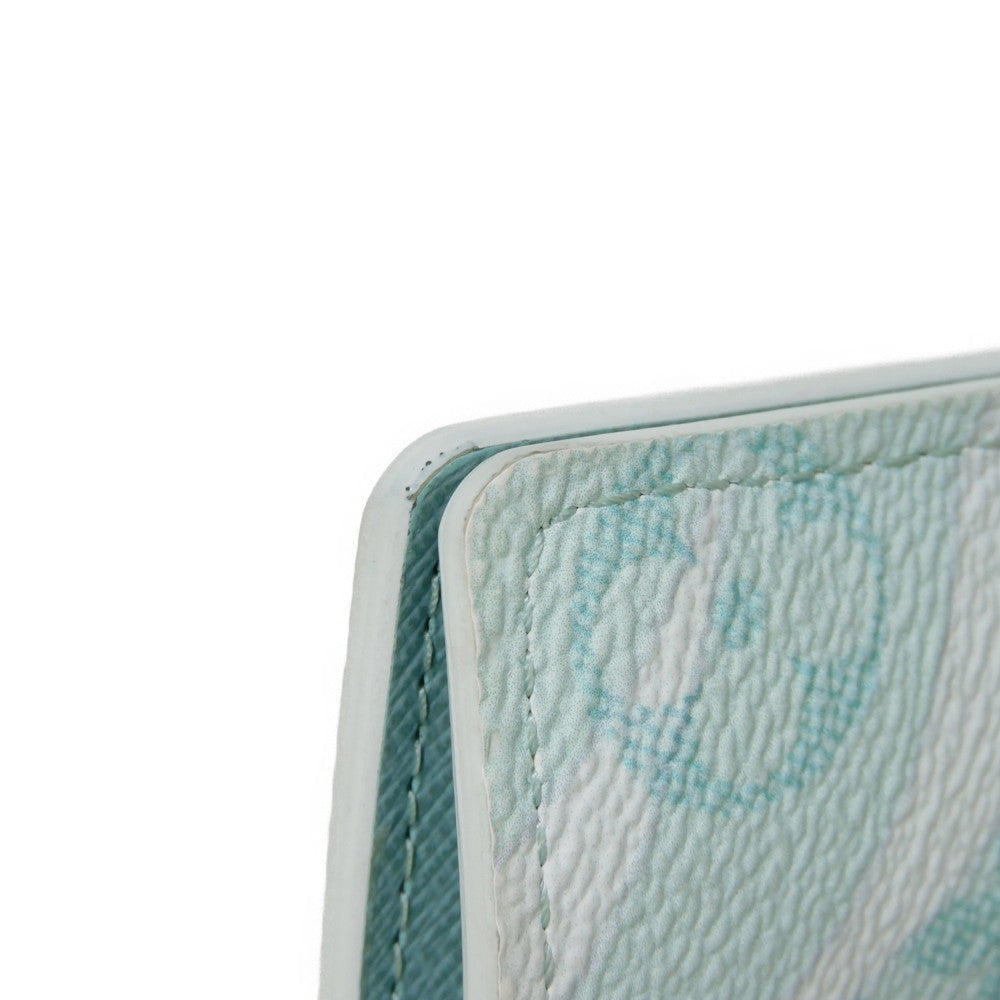 LOUIS VUITTON Long Wallet Purse M82306 Monogram Aqua Garden Canvas Crystal blue LV logo flower 23AW RFID IC chip monogram aqua garden Portefeuille Braza mens Used Authentic