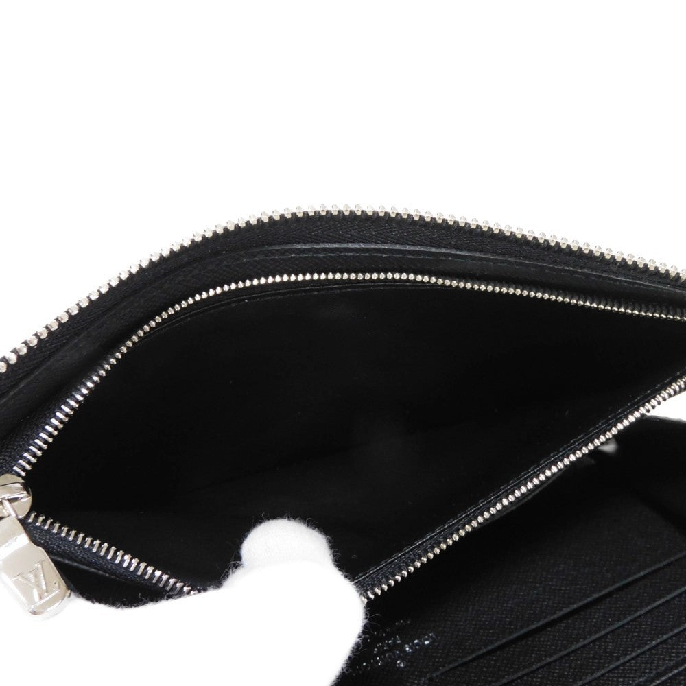 LOUIS VUITTON Long Wallet Purse N60379 Damier Graphite canvas x cowhide leather Noir Logo embossed L-shaped zipper Strap RFID IC chip Damier Graphite Zippy dragonne mens Used Authentic
