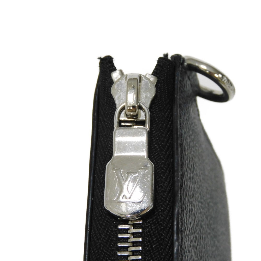 LOUIS VUITTON Long Wallet Purse N60379 Damier Graphite canvas x cowhide leather Noir Logo embossed L-shaped zipper Strap RFID IC chip Damier Graphite Zippy dragonne mens Used Authentic