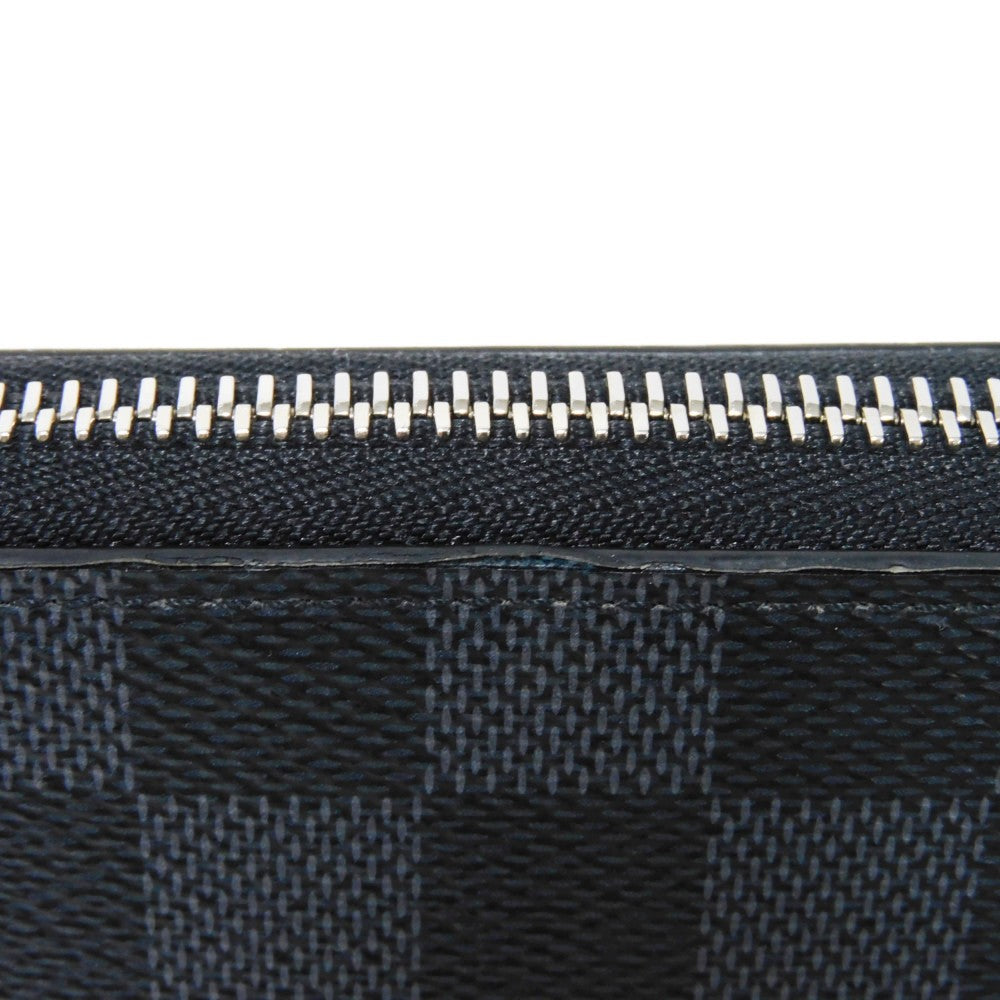 LOUIS VUITTON Long Wallet Purse N60379 Damier Graphite canvas x cowhide leather Noir Logo embossed L-shaped zipper Strap RFID IC chip Damier Graphite Zippy dragonne mens Used Authentic