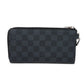 LOUIS VUITTON Long Wallet Purse N60379 Damier Graphite canvas x cowhide leather Noir Logo embossed L-shaped zipper Strap RFID IC chip Damier Graphite Zippy dragonne mens Used Authentic