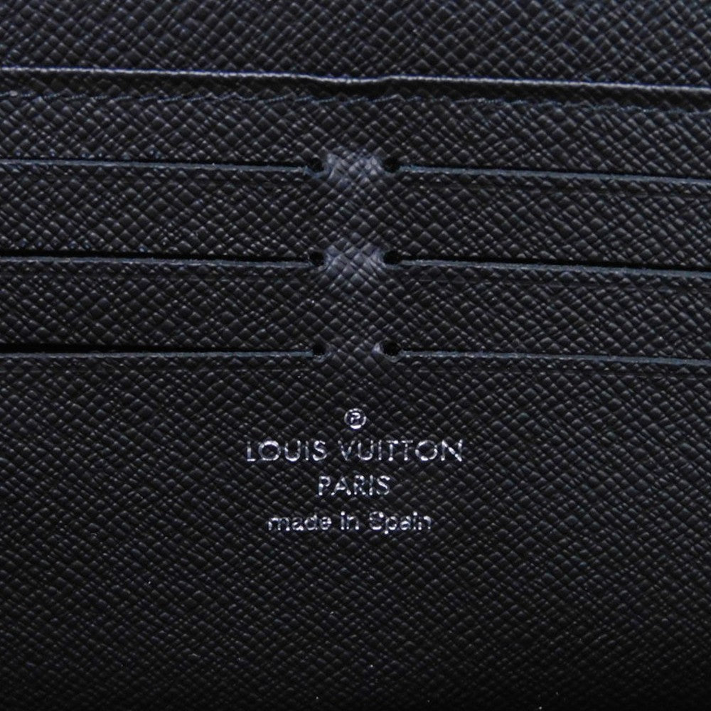 LOUIS VUITTON Long Wallet Purse N60379 Damier Graphite canvas x cowhide leather Noir Logo embossed L-shaped zipper Strap RFID IC chip Damier Graphite Zippy dragonne mens Used Authentic