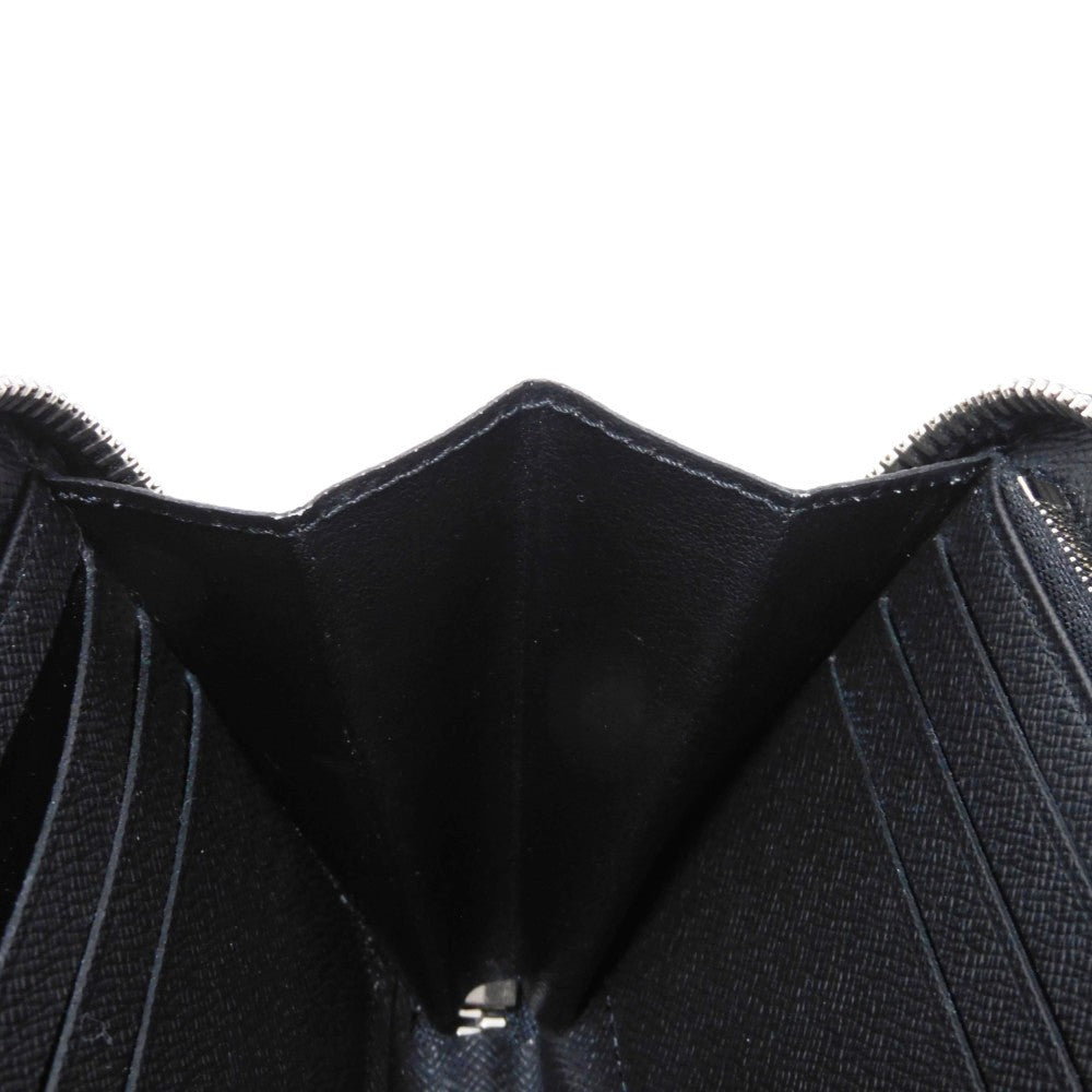 LOUIS VUITTON Long Wallet Purse N60379 Damier Graphite canvas x cowhide leather Noir Logo embossed L-shaped zipper Strap RFID IC chip Damier Graphite Zippy dragonne mens Used Authentic
