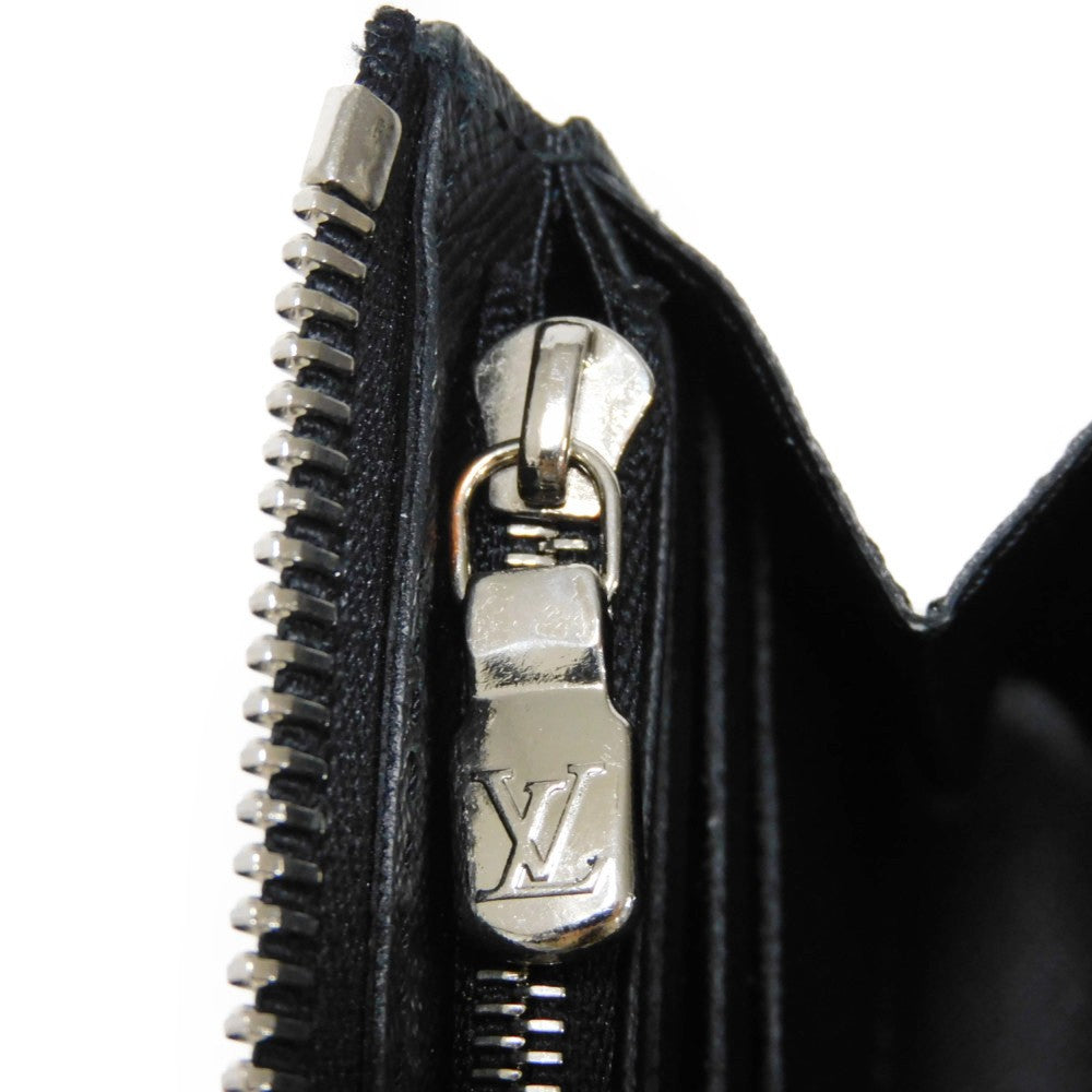 LOUIS VUITTON Long Wallet Purse N60379 Damier Graphite canvas x cowhide leather Noir Logo embossed L-shaped zipper Strap RFID IC chip Damier Graphite Zippy dragonne mens Used Authentic