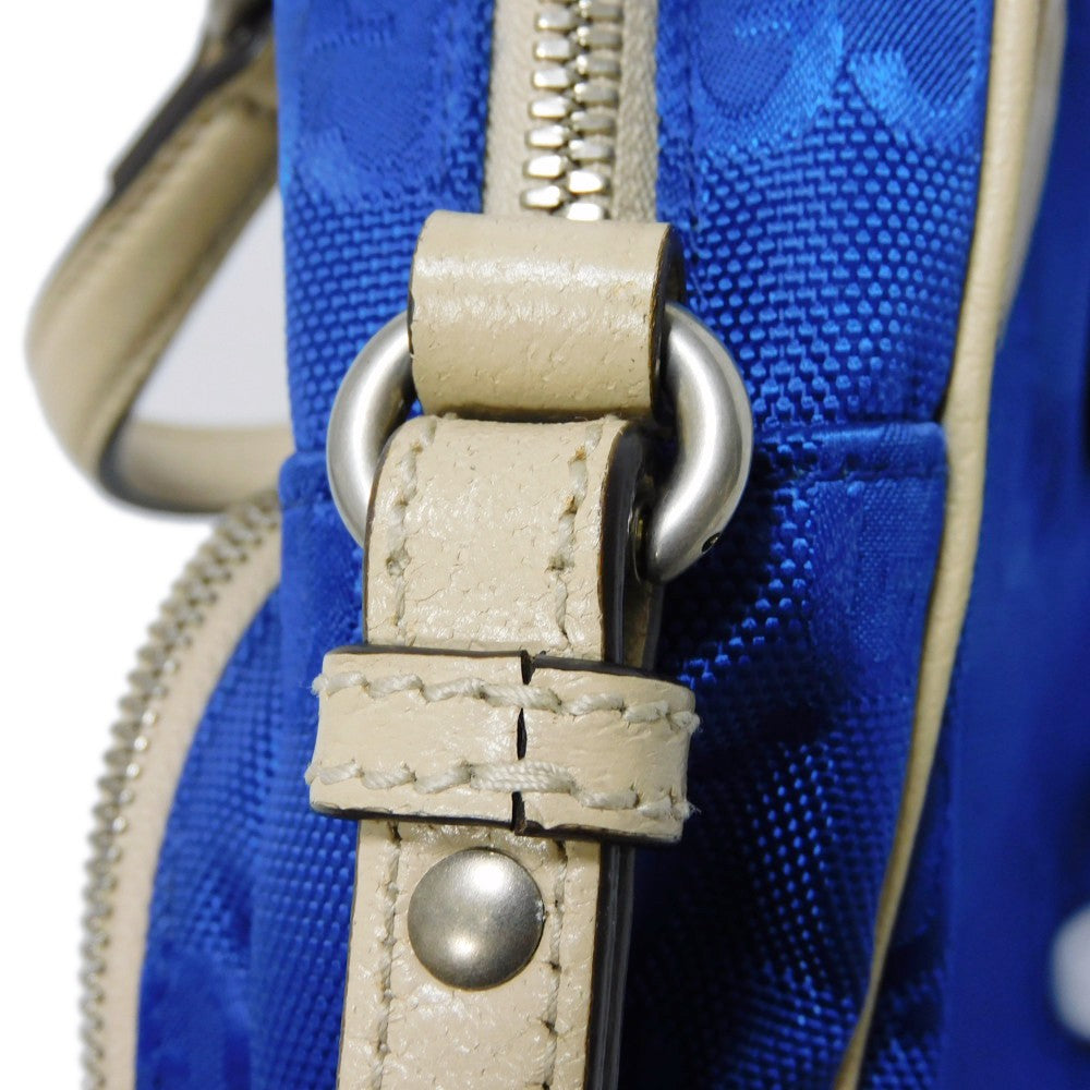 GUCCI Shoulder Bag 625850 GG nylon x calf leather (embossed) blue Logo foil stamped double G Ivory 2WAY handbag GG nylon Off the Grid Crossbody unisex(Unisex) Used Authentic