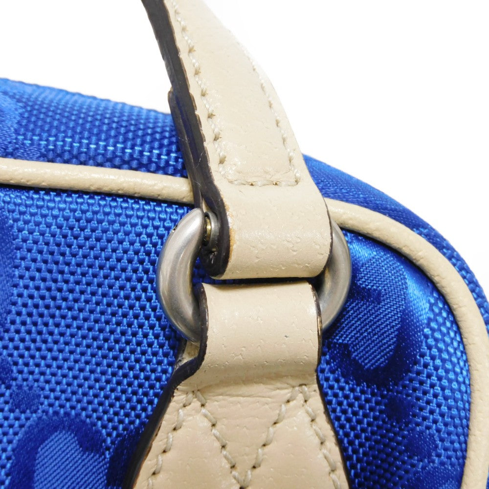 GUCCI Shoulder Bag 625850 GG nylon x calf leather (embossed) blue Logo foil stamped double G Ivory 2WAY handbag GG nylon Off the Grid Crossbody unisex(Unisex) Used Authentic