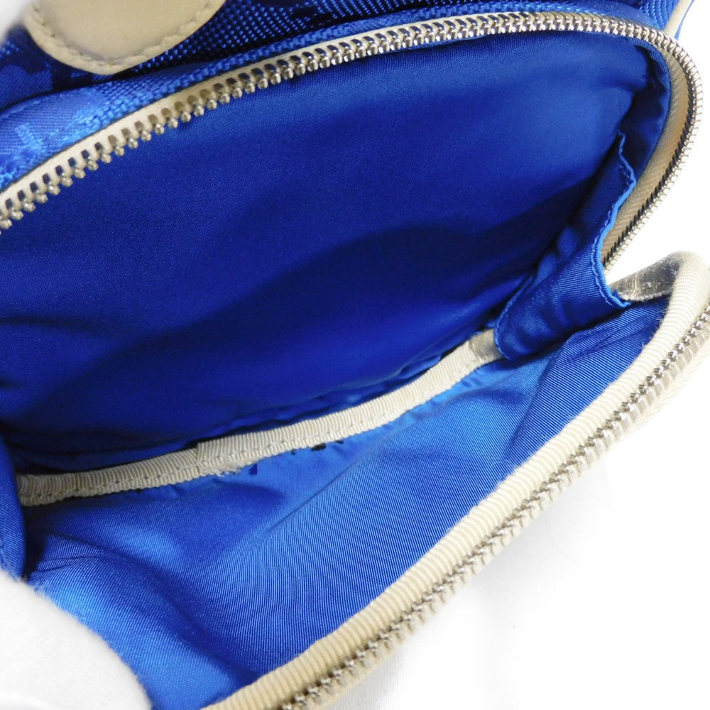 GUCCI Shoulder Bag 625850 GG nylon x calf leather (embossed) blue Logo foil stamped double G Ivory 2WAY handbag GG nylon Off the Grid Crossbody unisex(Unisex) Used Authentic