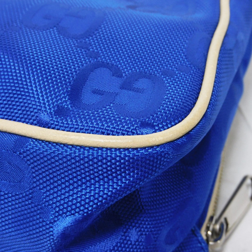 GUCCI Shoulder Bag 625850 GG nylon x calf leather (embossed) blue Logo foil stamped double G Ivory 2WAY handbag GG nylon Off the Grid Crossbody unisex(Unisex) Used Authentic
