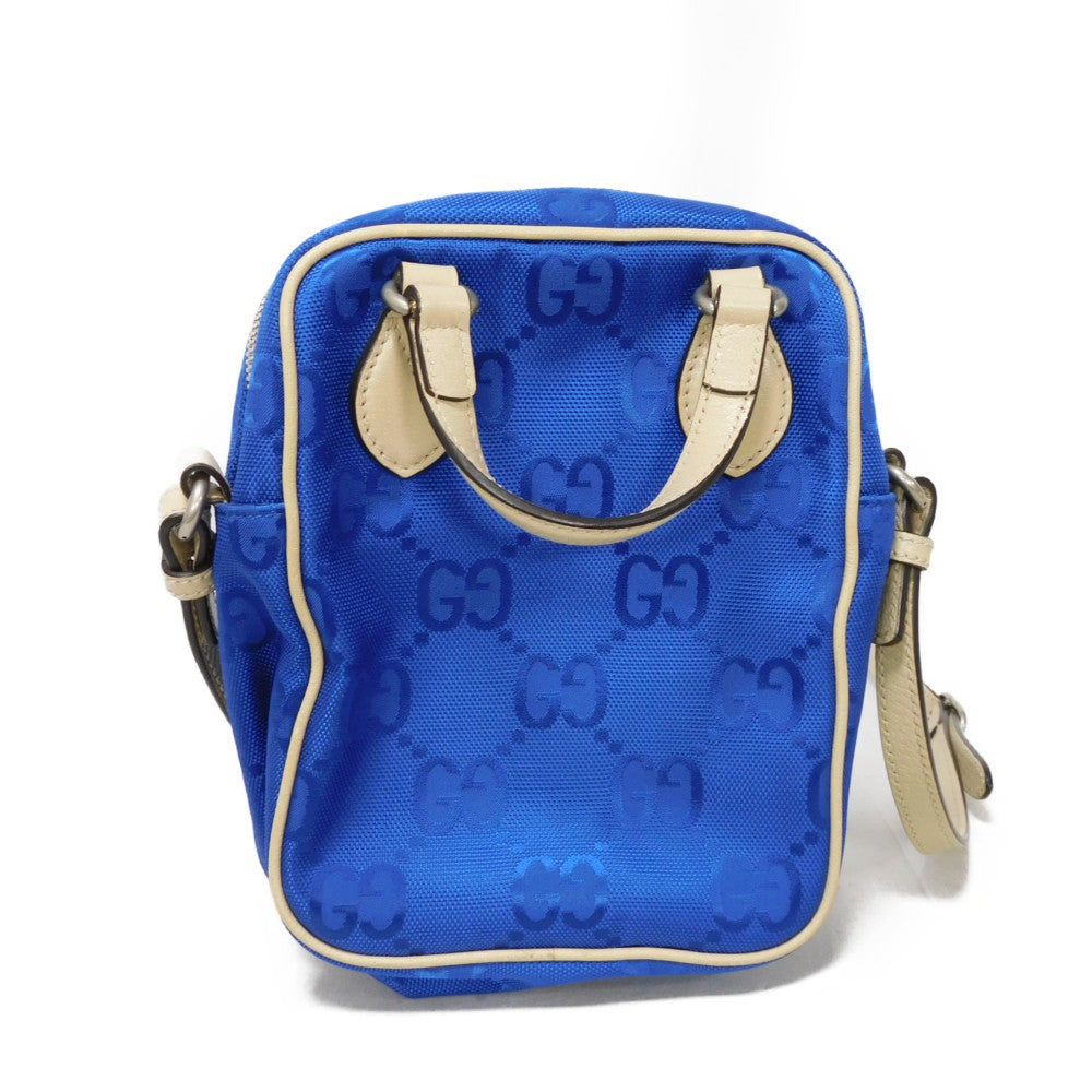 GUCCI Shoulder Bag 625850 GG nylon x calf leather (embossed) blue Logo foil stamped double G Ivory 2WAY handbag GG nylon Off the Grid Crossbody unisex(Unisex) Used Authentic