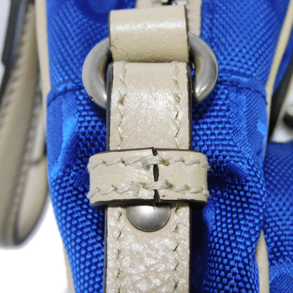 GUCCI Shoulder Bag 625850 GG nylon x calf leather (embossed) blue Logo foil stamped double G Ivory 2WAY handbag GG nylon Off the Grid Crossbody unisex(Unisex) Used Authentic