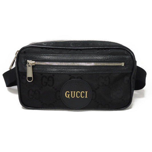 GUCCI Sling bag 631341 H9HBN 1000 GG nylon x calf leather (embossed) black Waist bag Shoulder Bag GG nylon Off the grid belt bag mens Used Authentic
