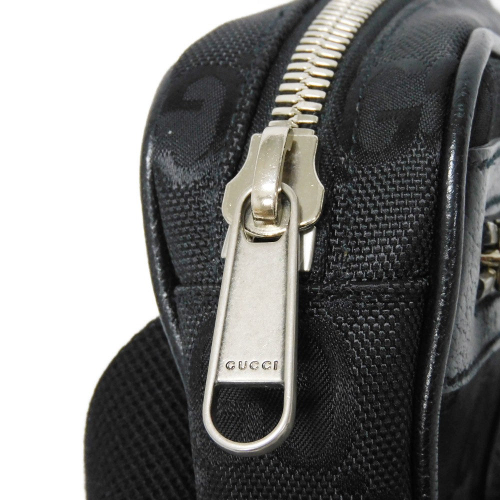 GUCCI Sling bag 631341 H9HBN 1000 GG nylon x calf leather (embossed) black Waist bag Shoulder Bag GG nylon Off the grid belt bag mens Used Authentic