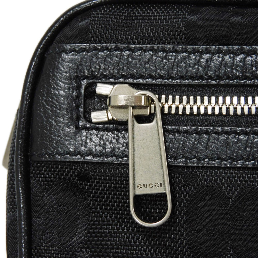 GUCCI Sling bag 631341 H9HBN 1000 GG nylon x calf leather (embossed) black Waist bag Shoulder Bag GG nylon Off the grid belt bag mens Used Authentic