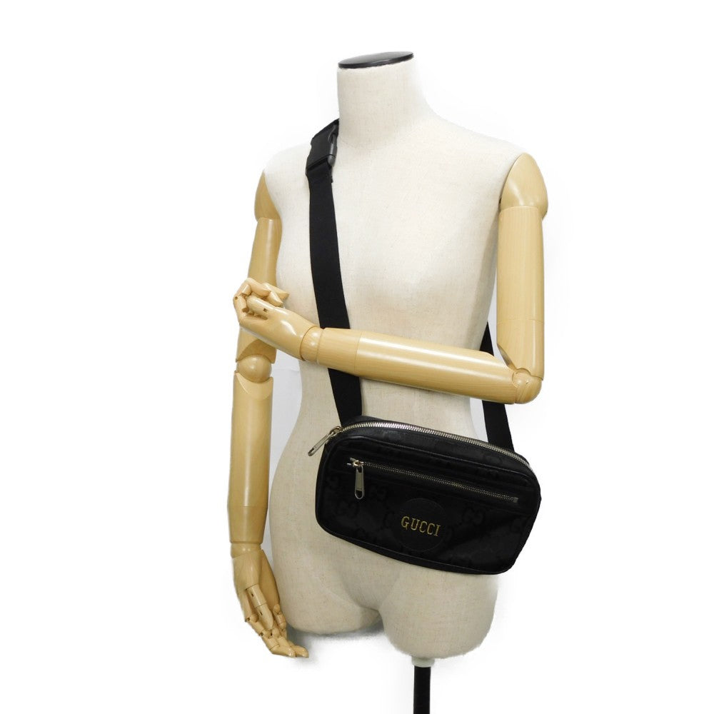 GUCCI Sling bag 631341 H9HBN 1000 GG nylon x calf leather (embossed) black Waist bag Shoulder Bag GG nylon Off the grid belt bag mens Used Authentic