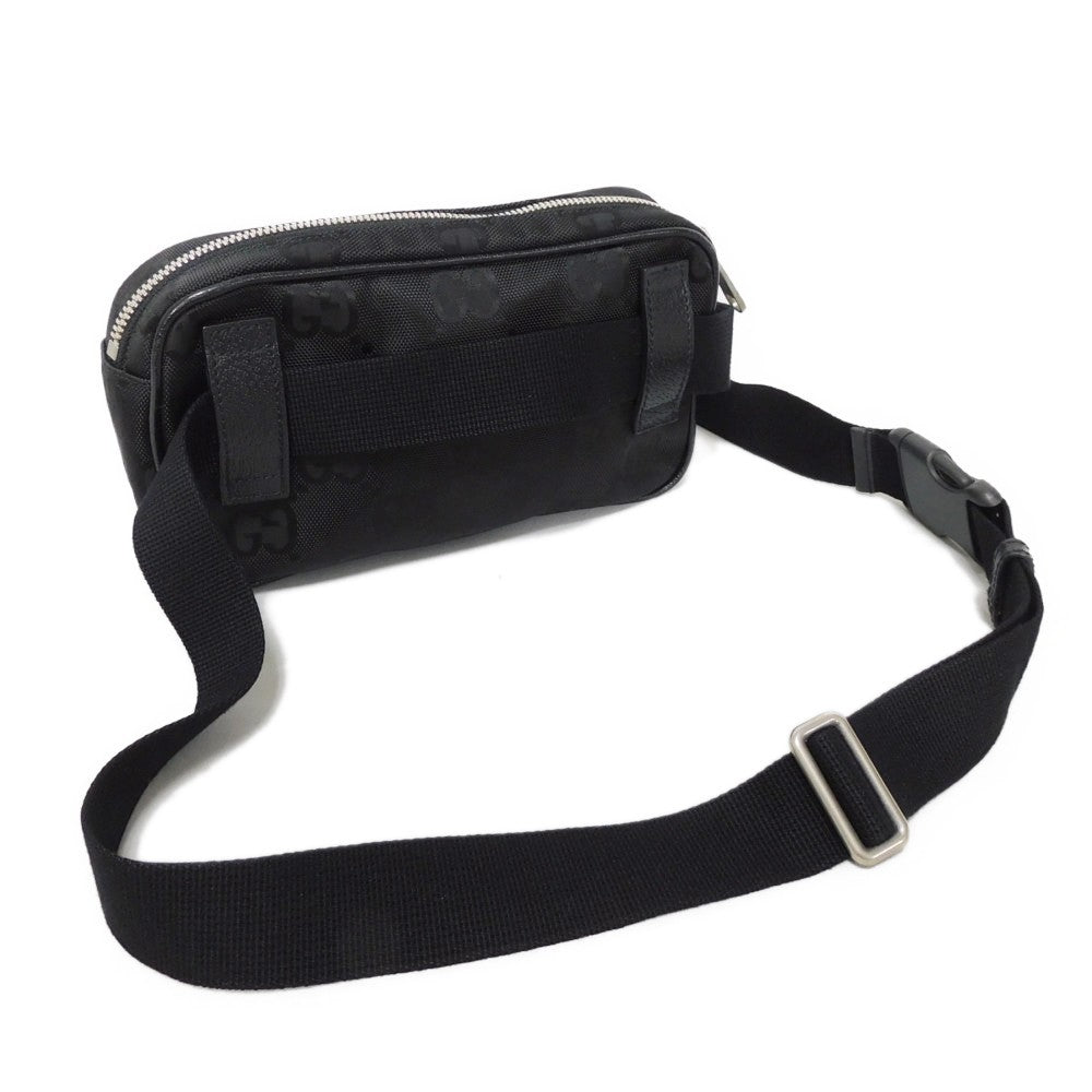 GUCCI Sling bag 631341 H9HBN 1000 GG nylon x calf leather (embossed) black Waist bag Shoulder Bag GG nylon Off the grid belt bag mens Used Authentic
