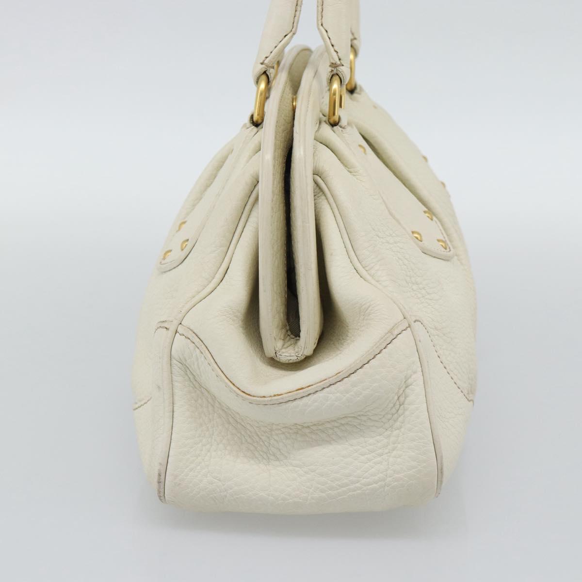 PRADA Hand Bag Vitello Daino Leather White Gold