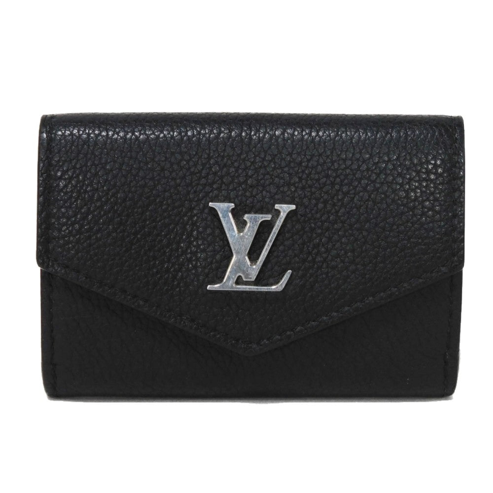 LOUIS VUITTON Tri-fold wallet M63921 Grain calf leather (embossed) Noir Current LV Signature Grain Calfskin Black RFID LV logo Portefeuille Rock Mini unisex(Unisex) Used Authentic