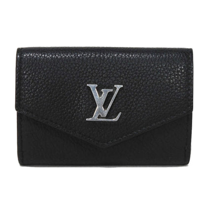 LOUIS VUITTON Tri-fold wallet M63921 Grain calf leather (embossed) Noir Current LV Signature Grain Calfskin Black RFID LV logo Portefeuille Rock Mini unisex(Unisex) Used Authentic