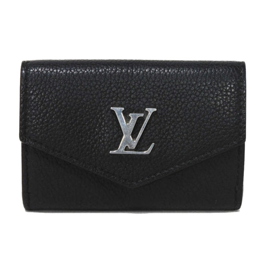 LOUIS VUITTON Tri-fold wallet M63921 Grain calf leather (embossed) Noir Current LV Signature Grain Calfskin Black RFID LV logo Portefeuille Rock Mini unisex(Unisex) Used Authentic