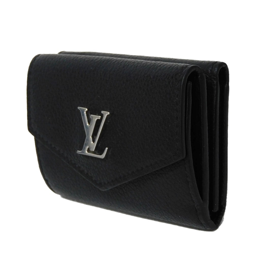 LOUIS VUITTON Tri-fold wallet M63921 Grain calf leather (embossed) Noir Current LV Signature Grain Calfskin Black RFID LV logo Portefeuille Rock Mini unisex(Unisex) Used Authentic