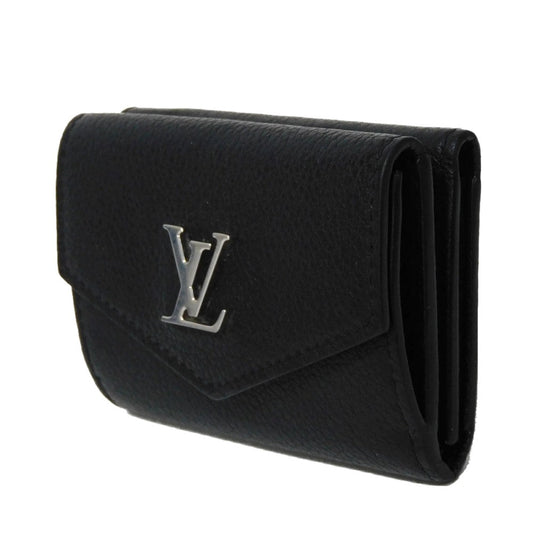 LOUIS VUITTON Tri-fold wallet M63921 Grain calf leather (embossed) Noir Current LV Signature Grain Calfskin Black RFID LV logo Portefeuille Rock Mini unisex(Unisex) Used Authentic