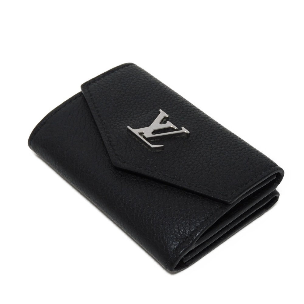 LOUIS VUITTON Tri-fold wallet M63921 Grain calf leather (embossed) Noir Current LV Signature Grain Calfskin Black RFID LV logo Portefeuille Rock Mini unisex(Unisex) Used Authentic