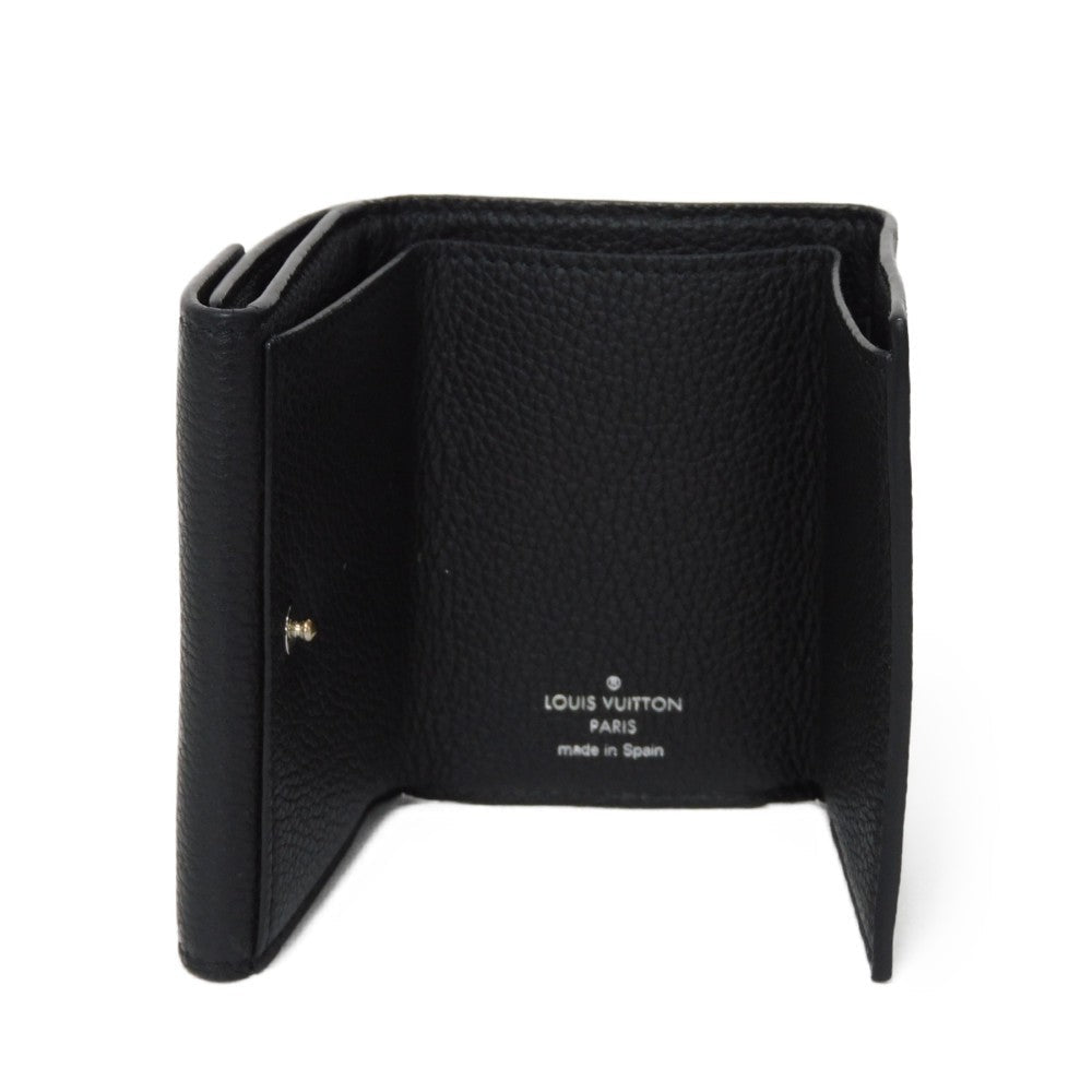 LOUIS VUITTON Tri-fold wallet M63921 Grain calf leather (embossed) Noir Current LV Signature Grain Calfskin Black RFID LV logo Portefeuille Rock Mini unisex(Unisex) Used Authentic