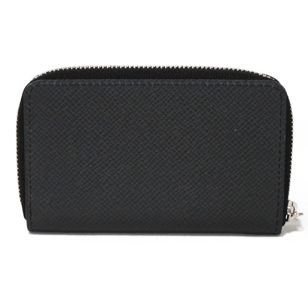 LOUIS VUITTON Coin case M32832 Taiga leather (embossed) Aldoise LV logo embossed charcoal grey old style Zip Around Taiga Zip Around Purse mens Used Authentic