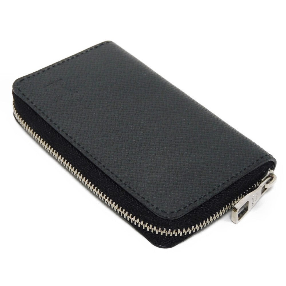LOUIS VUITTON Coin case M32832 Taiga leather (embossed) Aldoise LV logo embossed charcoal grey old style Zip Around Taiga Zip Around Purse mens Used Authentic