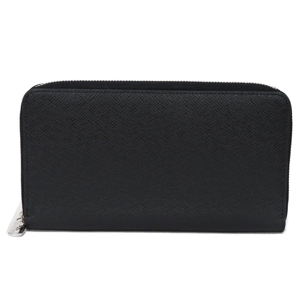 LOUIS VUITTON Long Wallet Purse M30056 Taiga leather (stamped) Noir New LV logo black Zip Around RFID IC chip Taiga Zippy Organizer NM mens Used Authentic