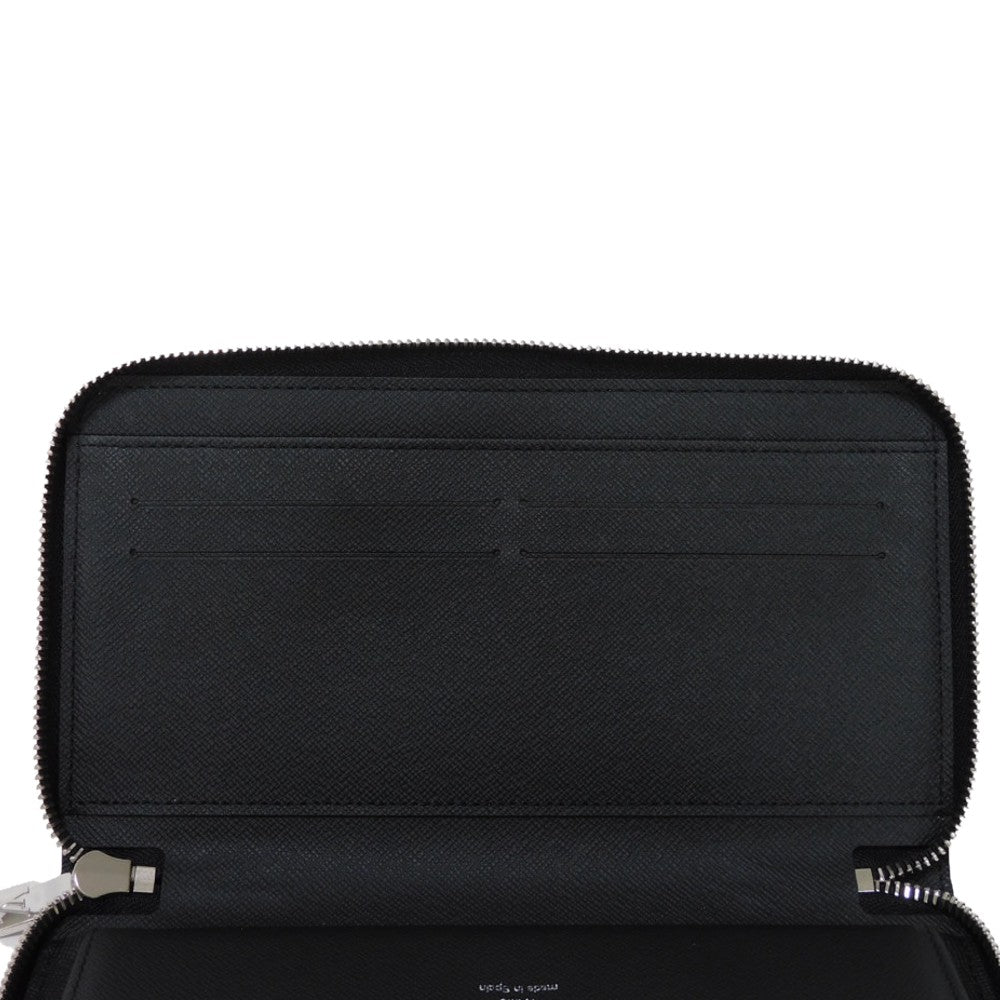 LOUIS VUITTON Long Wallet Purse M30056 Taiga leather (stamped) Noir New LV logo black Zip Around RFID IC chip Taiga Zippy Organizer NM mens Used Authentic